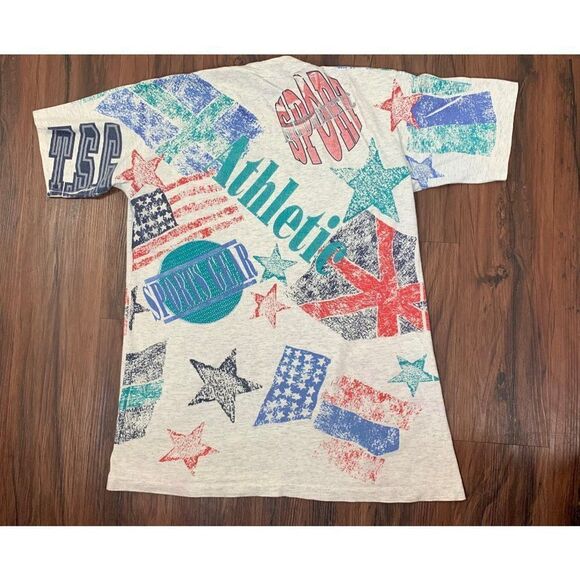 Vintage Athletic T-Shirt One Size All over Print Grey Single Stitch - Picture 6 of 9